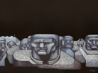 Ricardo Carpani (1930-1997), Los que esperan, óleo sobre tela, 150 x 200 cm., 1959